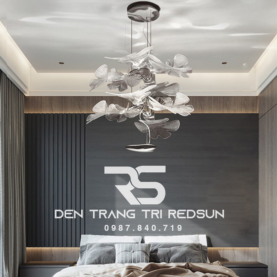 Đèn Thả Trần Hiện Đại Cánh Hoa Bay Thả Kép Chất Liệu Mica Phong Cách Bắc Âu CDT-T043