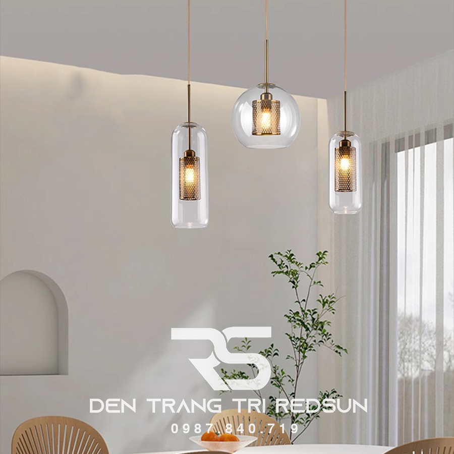 Đèn Thả Trần Hiện Đại Choá Thuỷ Tinh Lõi Hợp Kim Dáng Trụ Phong Cách Bắc Âu CDT-T011