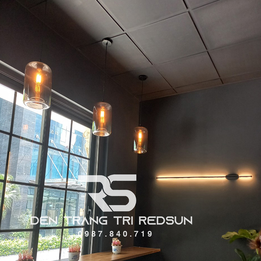 Đèn Thả Trần Hiện Đại Bắc Âu Choá Thuỷ Tinh Đen Khói CDT-L014 Dáng D