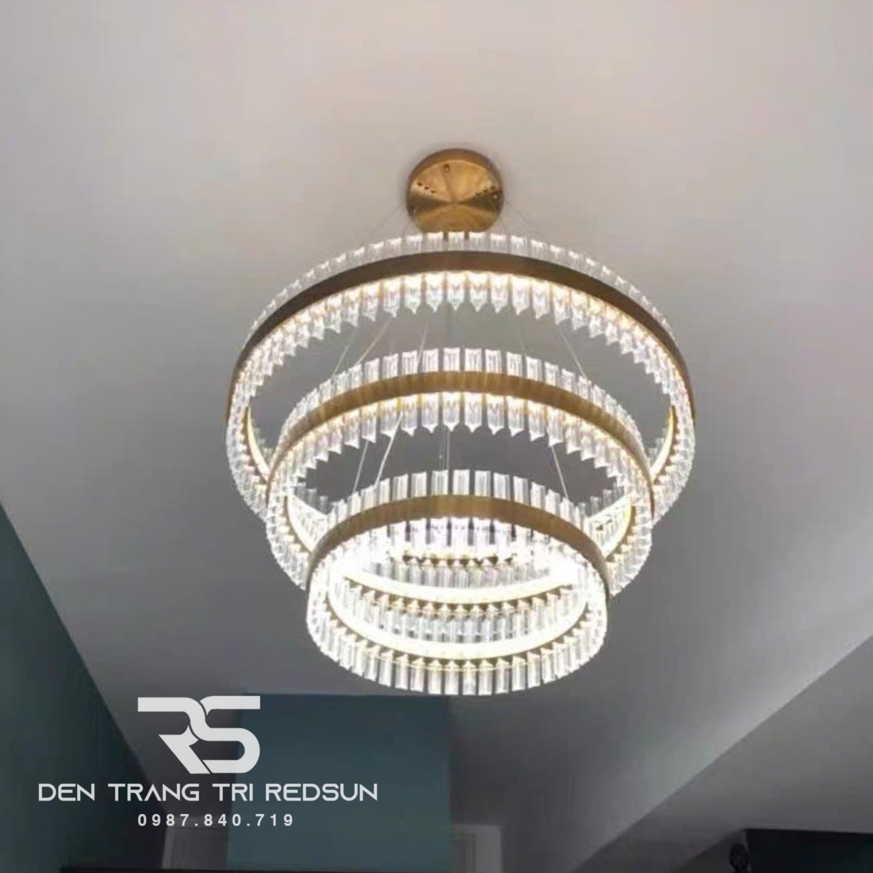 Đèn Thả Vòng Pha Lê Lắp Thông Tầng, Phòng Khách, Phòng Ăn Hiện Đại TPL012