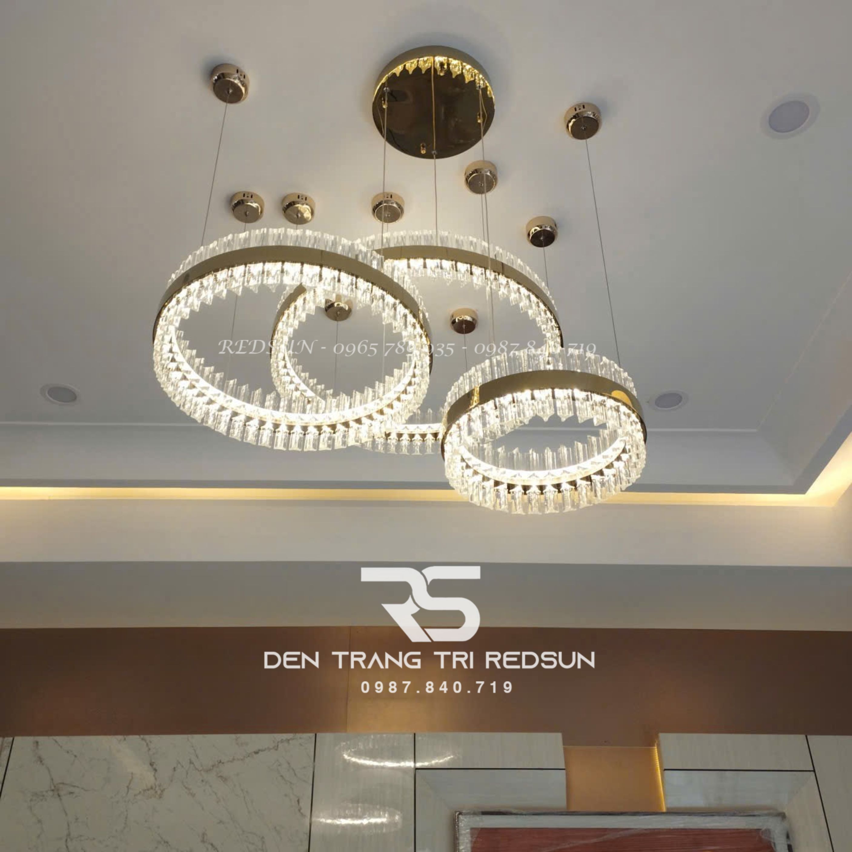 Đèn Thả Vòng Pha Lê Lắp Thông Tầng, Phòng Khách, Phòng Ăn Hiện Đại TPL012