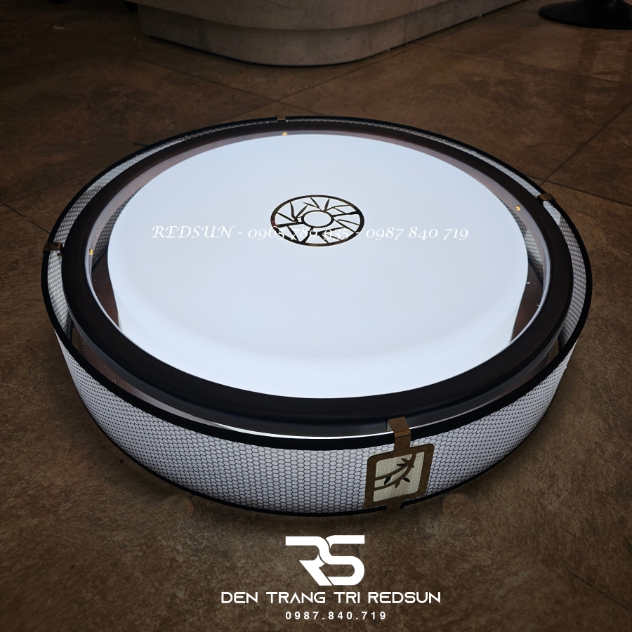 Đèn Mâm Ốp Trần Gỗ Phòng Thờ, Phòng Khách Hình Tròn OPGO-C25042