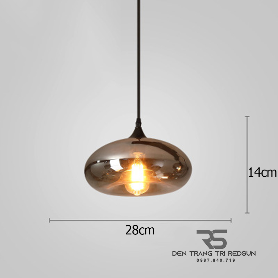 Đèn Thả Bàn Ăn Hiện Đại Bắc Âu Choá Thuỷ Tinh Đen Khói CDT-L014 Bộ 8 Thả