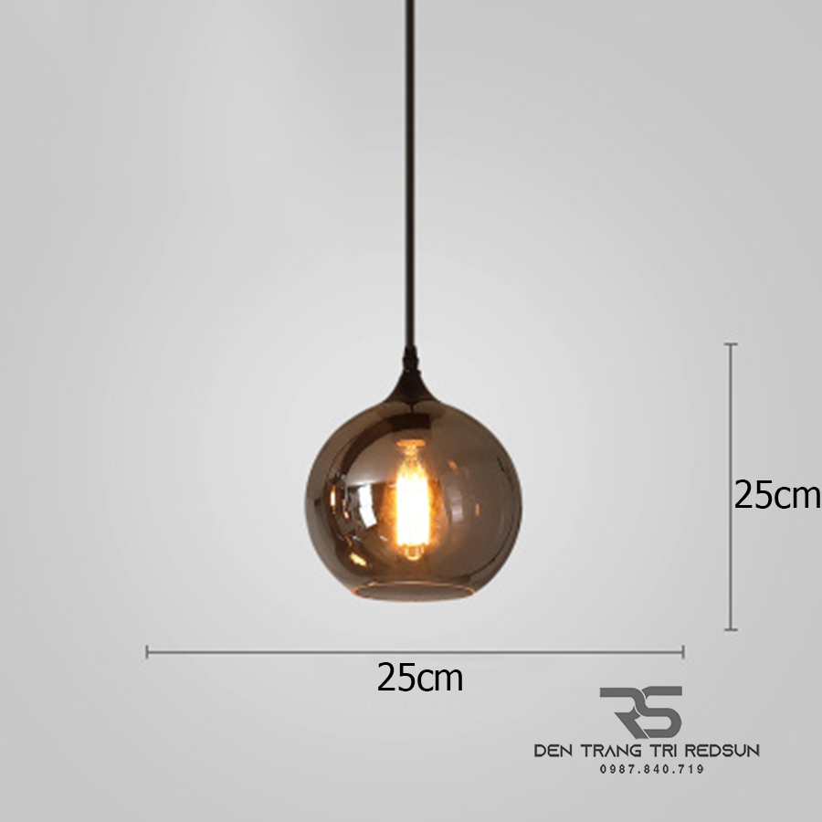 Đèn Thả Bàn Ăn Hiện Đại Bắc Âu Choá Thuỷ Tinh Đen Khói CDT-L014 Bộ 8 Thả