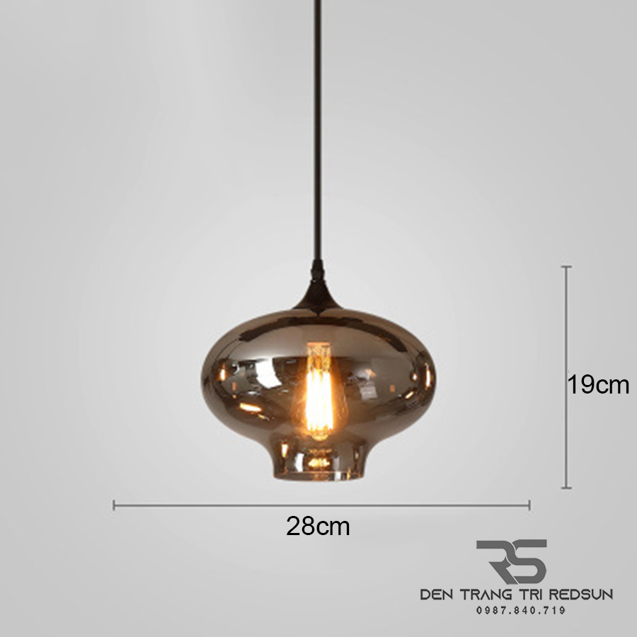 Đèn Thả Trần Hiện Đại Bắc Âu Choá Thuỷ Tinh Đen Khói CDT-L014 Dáng C