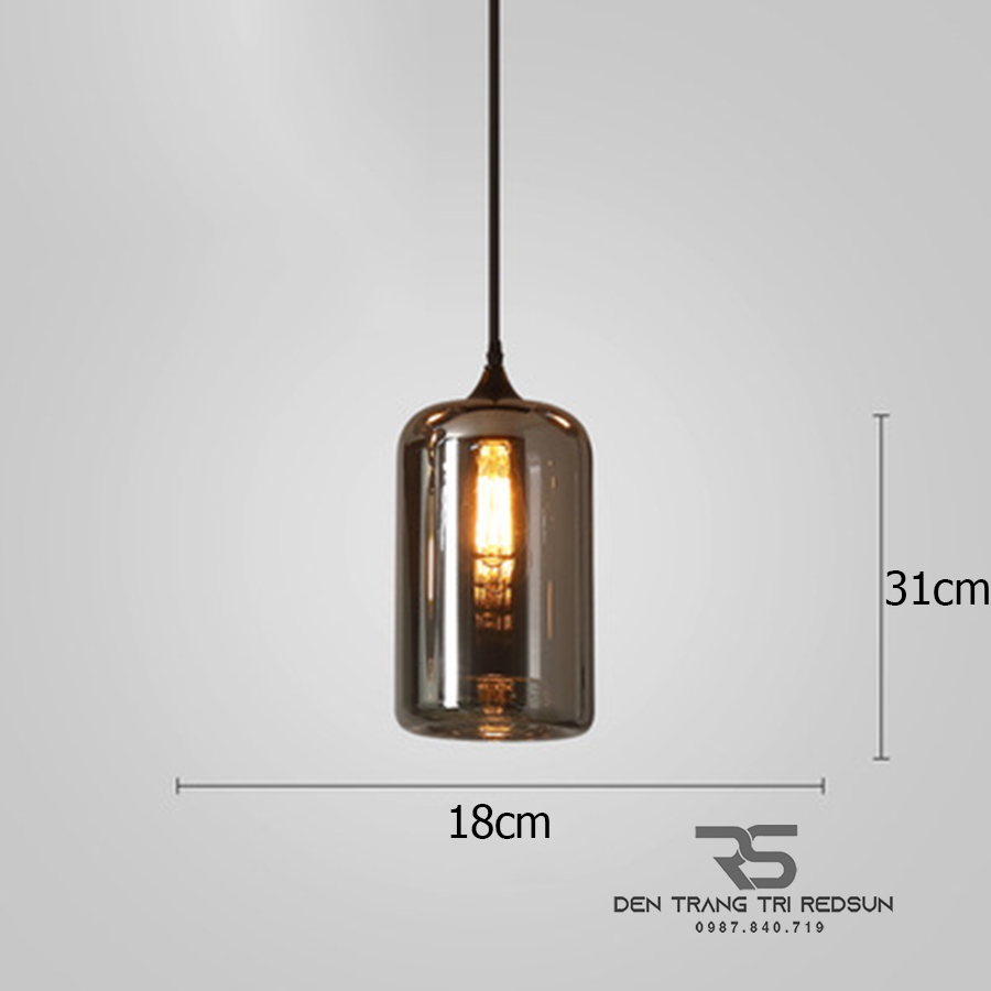 Đèn Thả Trần Hiện Đại Bắc Âu Choá Thuỷ Tinh Đen Khói CDT-L014 Dáng D