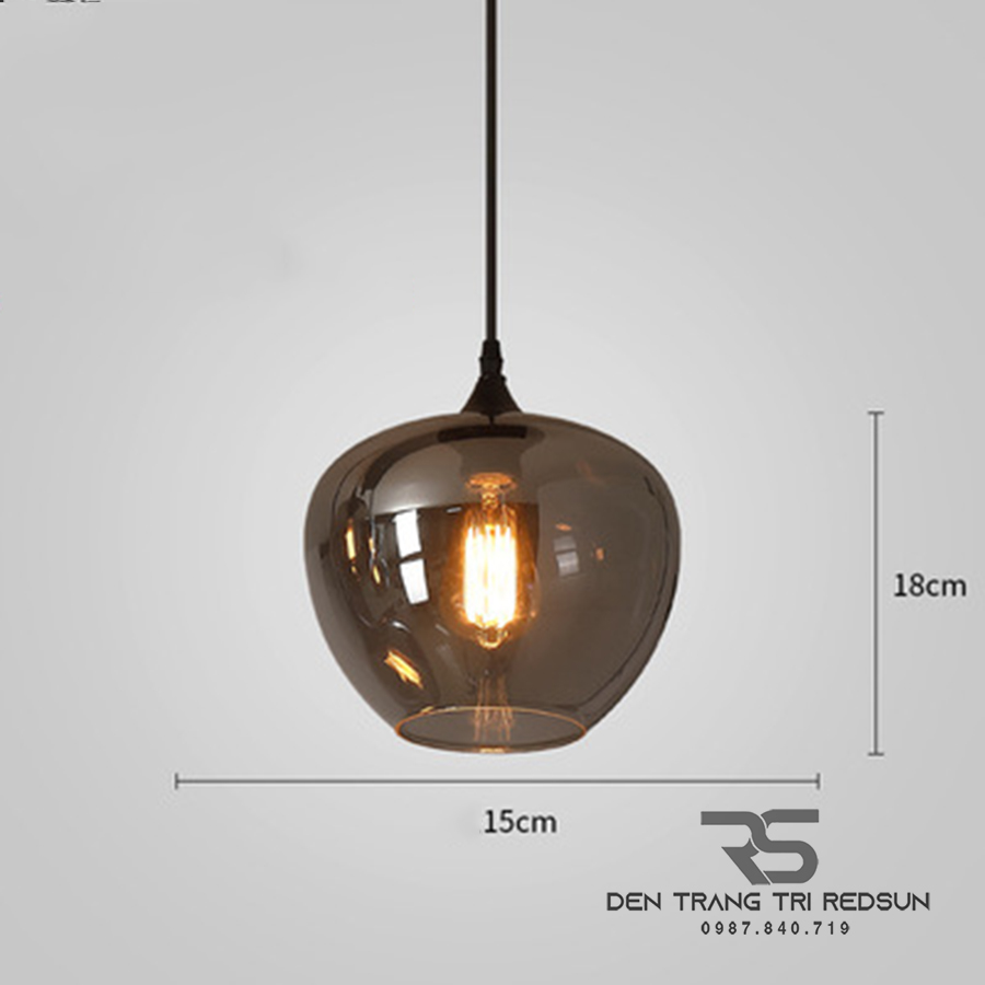 Đèn Thả Trần Hiện Đại Bắc Âu Choá Thuỷ Tinh Đen Khói CDT-L014 Dáng E