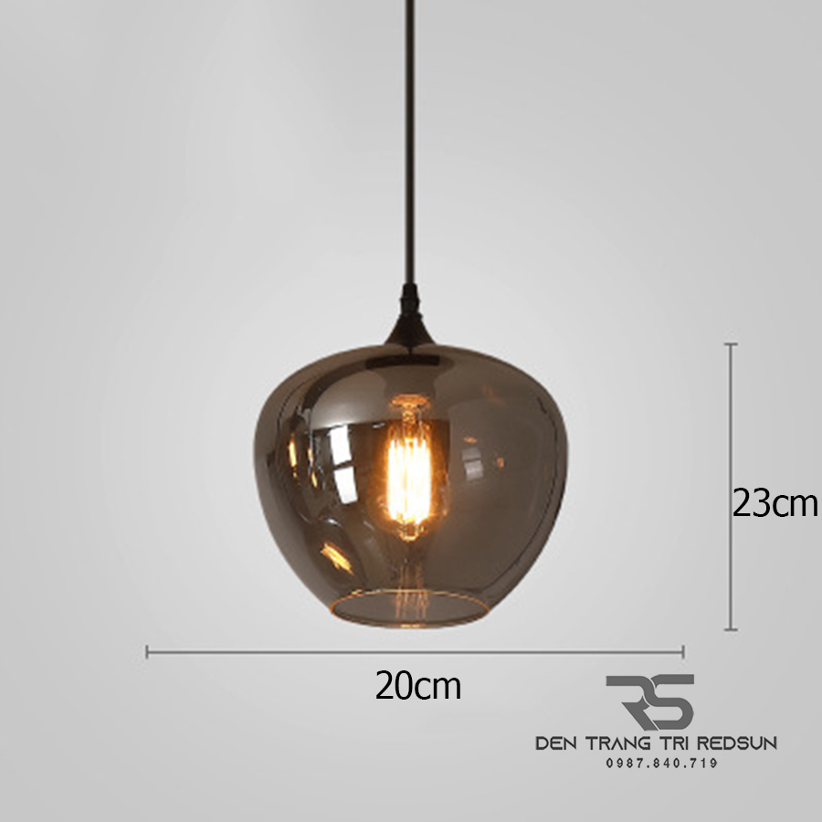 Đèn Thả Trần Hiện Đại Bắc Âu Choá Thuỷ Tinh Đen Khói CDT-L014 Dáng E