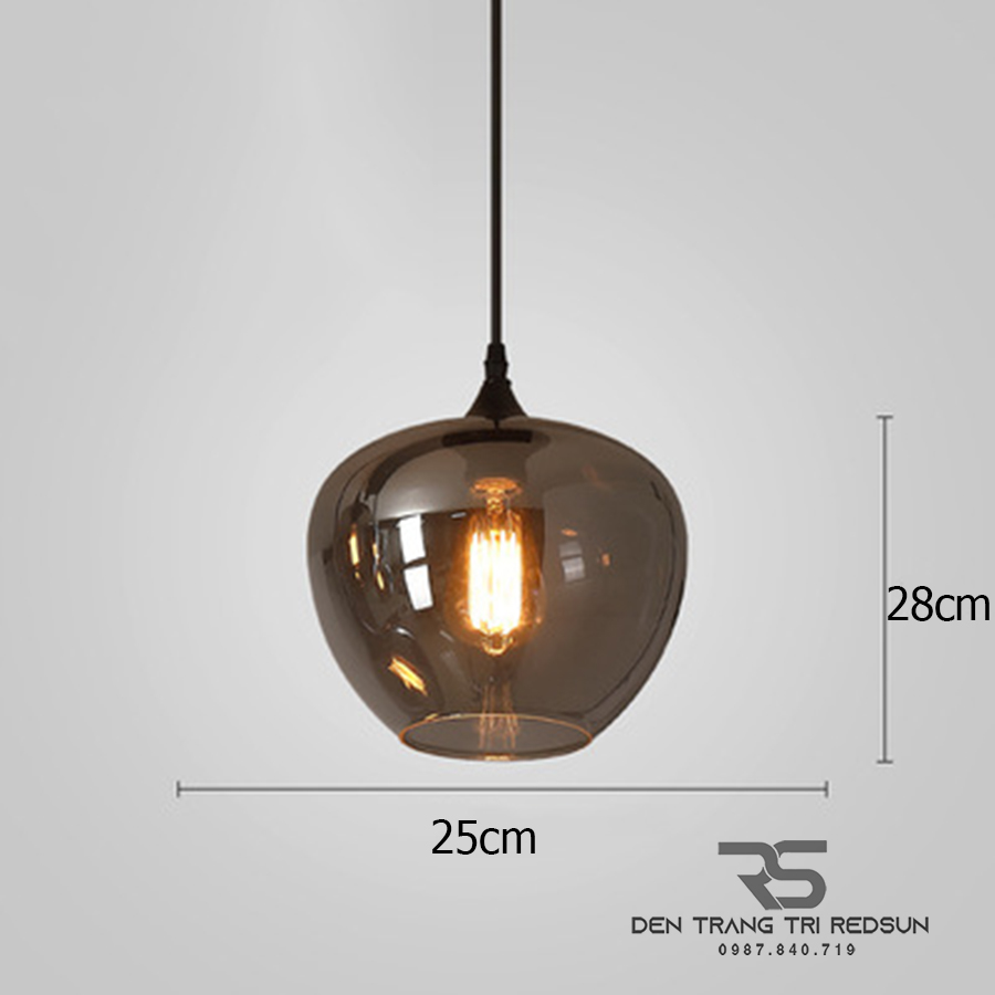 Đèn Thả Trần Hiện Đại Bắc Âu Choá Thuỷ Tinh Đen Khói CDT-L014 Dáng E