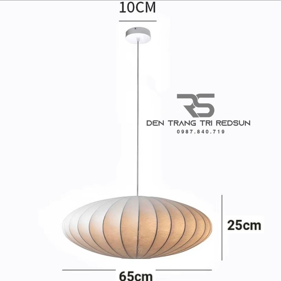 Đèn Thả Vải Hiện Đại Hình Bí Ngô Lắp Phòng Khách, Phòng Ăn, Thông Tầng Phong Cách Nhật Bản Wabi-sabi DC-T116