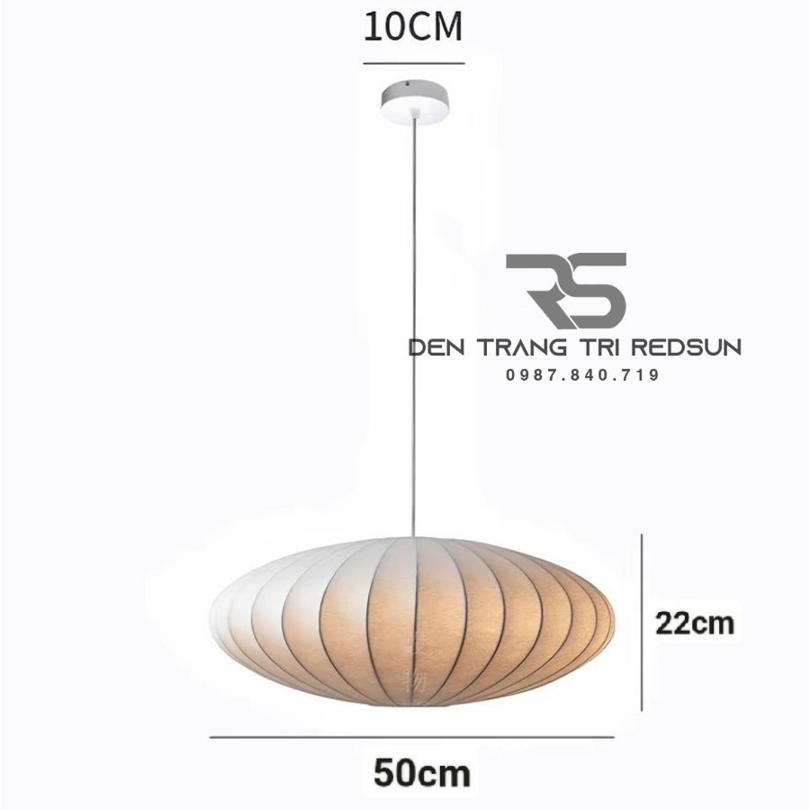 Đèn Thả Vải Hiện Đại Hình Bí Ngô Lắp Phòng Khách, Phòng Ăn, Thông Tầng Phong Cách Nhật Bản Wabi-sabi DC-T116
