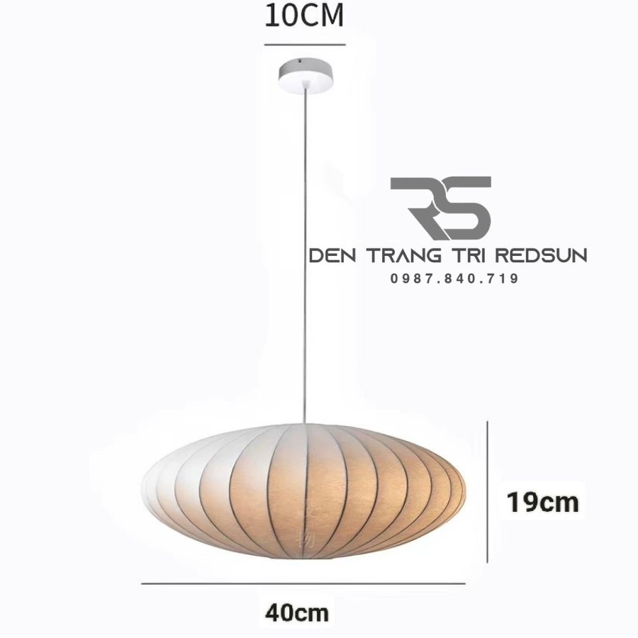 Đèn Thả Vải Hiện Đại Hình Bí Ngô Lắp Phòng Khách, Phòng Ăn, Thông Tầng Phong Cách Nhật Bản Wabi-sabi DC-T116