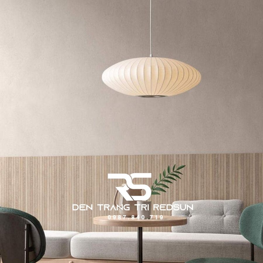 Đèn Thả Vải Hiện Đại Hình Bí Ngô Lắp Phòng Khách, Phòng Ăn, Thông Tầng Phong Cách Nhật Bản Wabi-sabi DC-T116