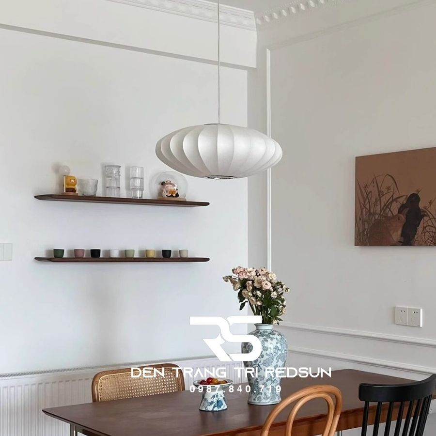 Đèn Thả Vải Hiện Đại Hình Bí Ngô Lắp Phòng Khách, Phòng Ăn, Thông Tầng Phong Cách Nhật Bản Wabi-sabi DC-T116