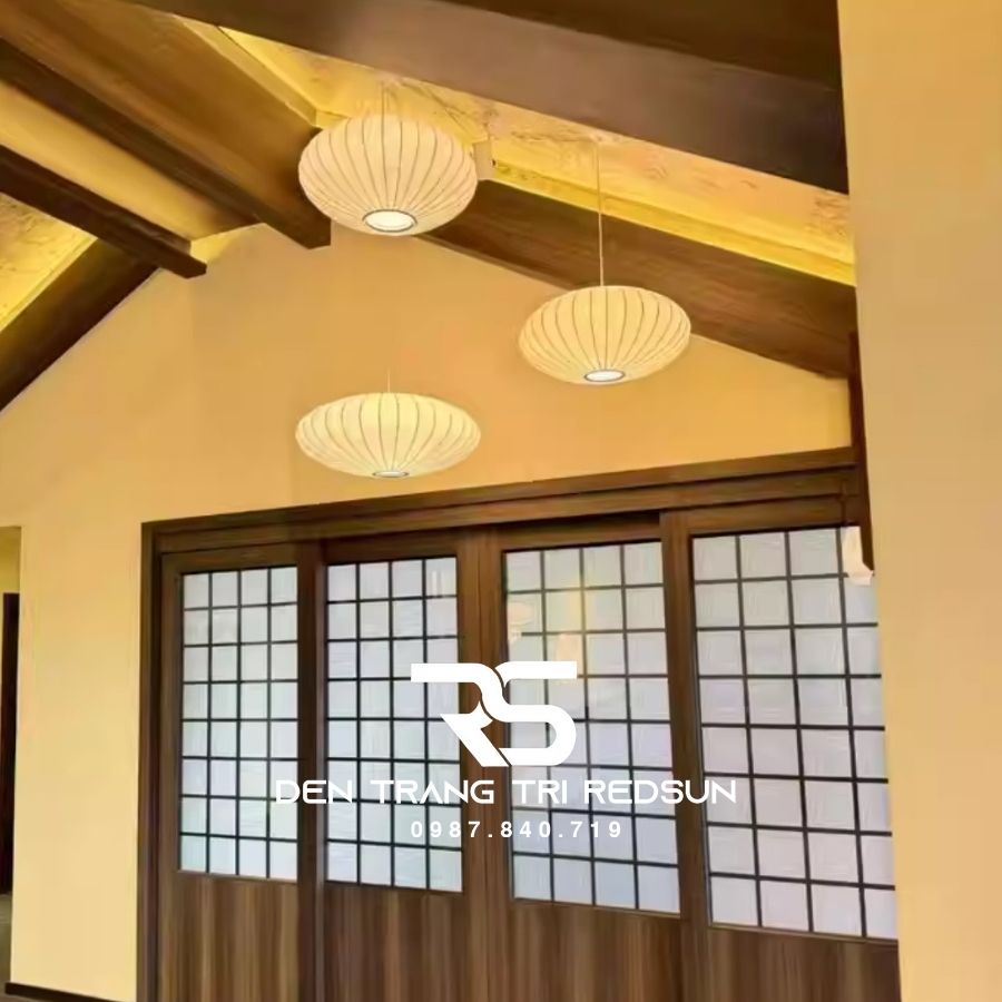 Đèn Thả Vải Hiện Đại Hình Bí Ngô Lắp Phòng Khách, Phòng Ăn, Thông Tầng Phong Cách Nhật Bản Wabi-sabi DC-T116