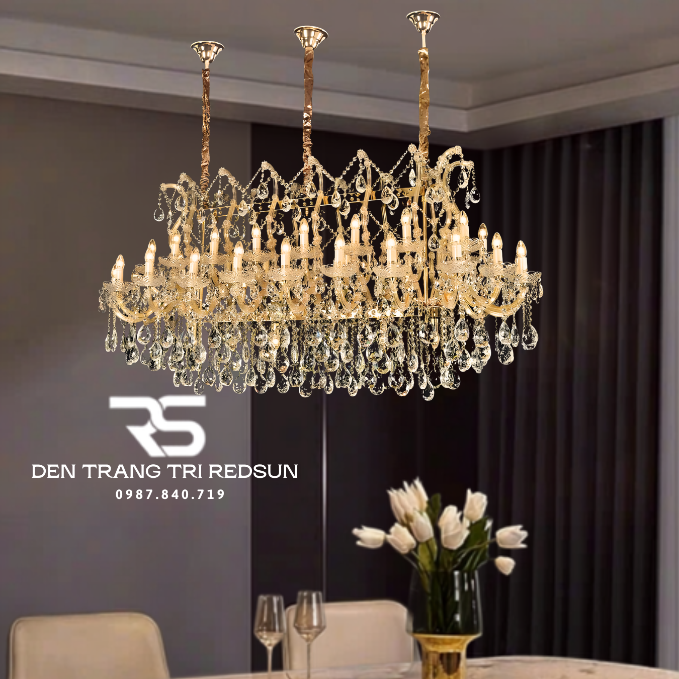 Đèn Chùm Pha Lê Phòng Khách, Nhà Hàng, Khách Sạn, Phong Cách Cổ Điển DC5263N44