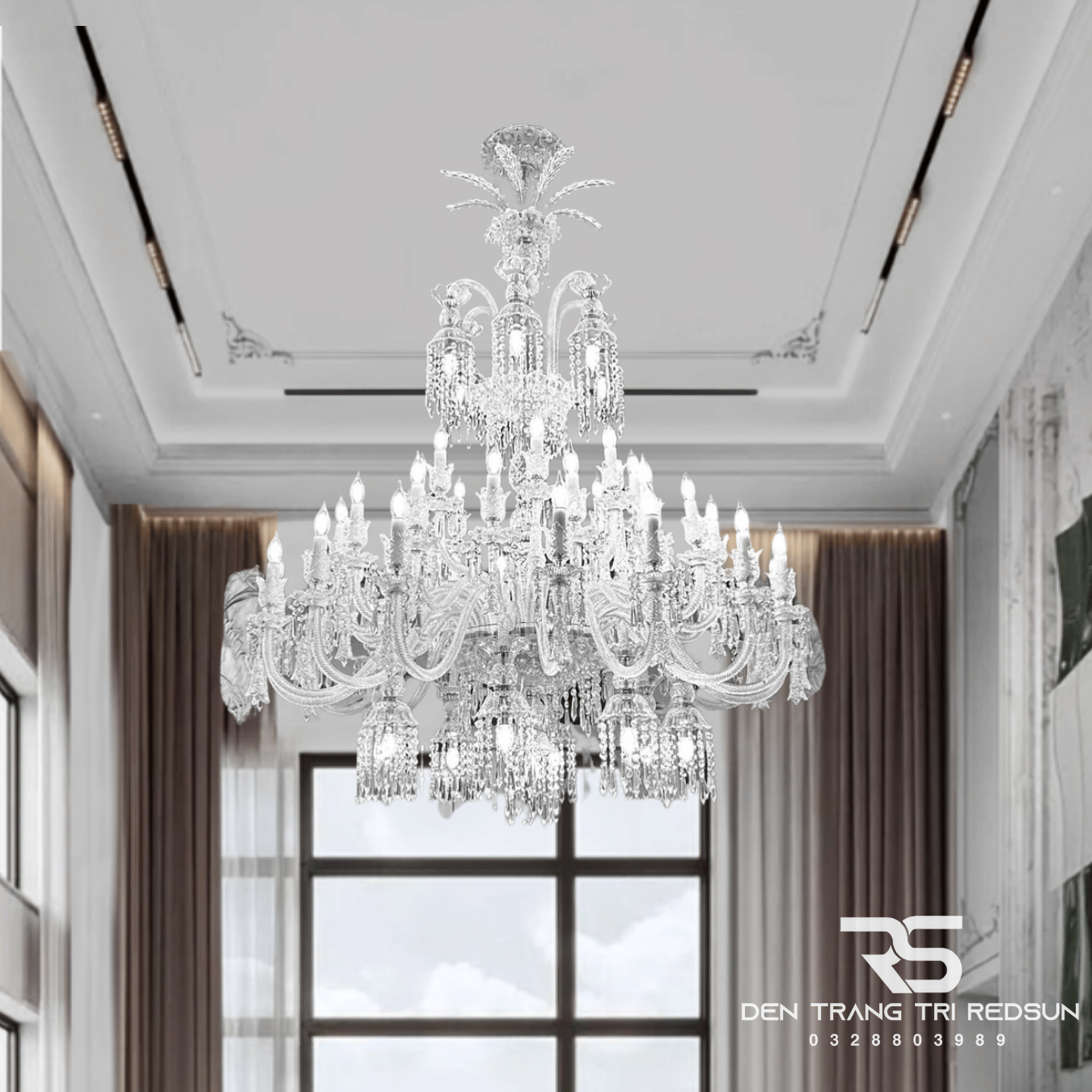 Đèn Chùm Pha Lê Phòng Khách, Thông Tầng, Khách Sạn, Phong Cách Cổ Điển DC8806T55