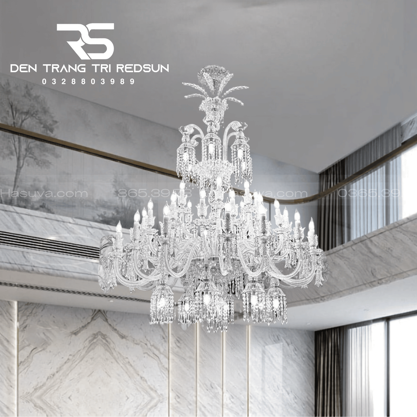Đèn Chùm Pha Lê Phòng Khách, Thông Tầng, Khách Sạn, Phong Cách Cổ Điển DC8806T55