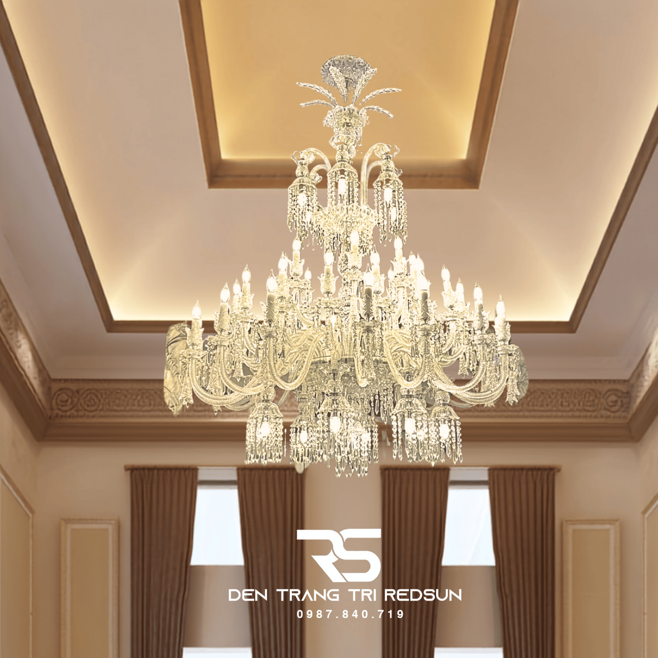 Đèn Chùm Pha Lê Phòng Khách, Thông Tầng, Khách Sạn, Phong Cách Cổ Điển DC8806T55