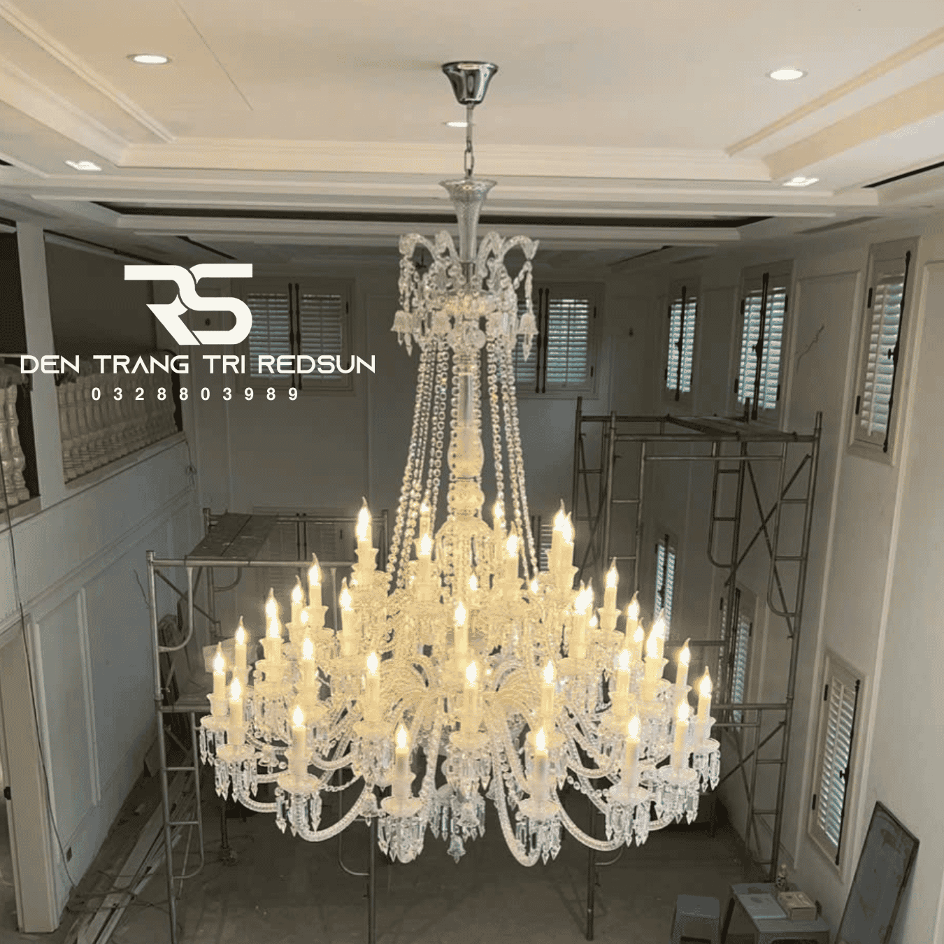 Đèn Chùm Pha Lê Tay Nến Thông Tầng Phòng Khách, Khách Sạn Phong Cách Cổ Điển  DC9888T48