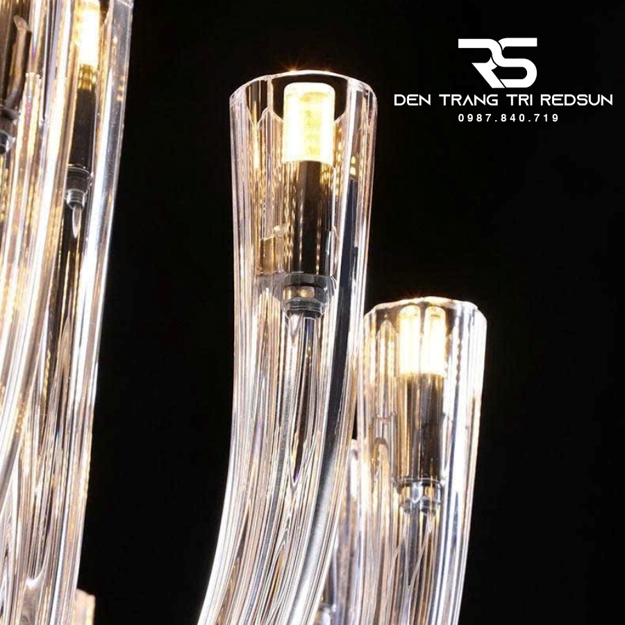 Đèn Chùm Trang Trí Phòng Khách, Sảnh Chờ, Phòng Ăn, Phòng Ngủ Ống Thủy Tinh Phong Cách Bắc Âu DCP-001