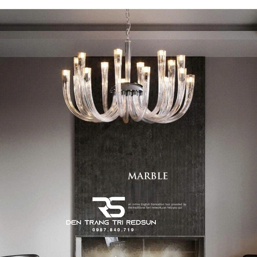 Đèn Chùm Trang Trí Phòng Khách, Sảnh Chờ, Phòng Ăn, Phòng Ngủ Ống Thủy Tinh Phong Cách Bắc Âu DCP-001