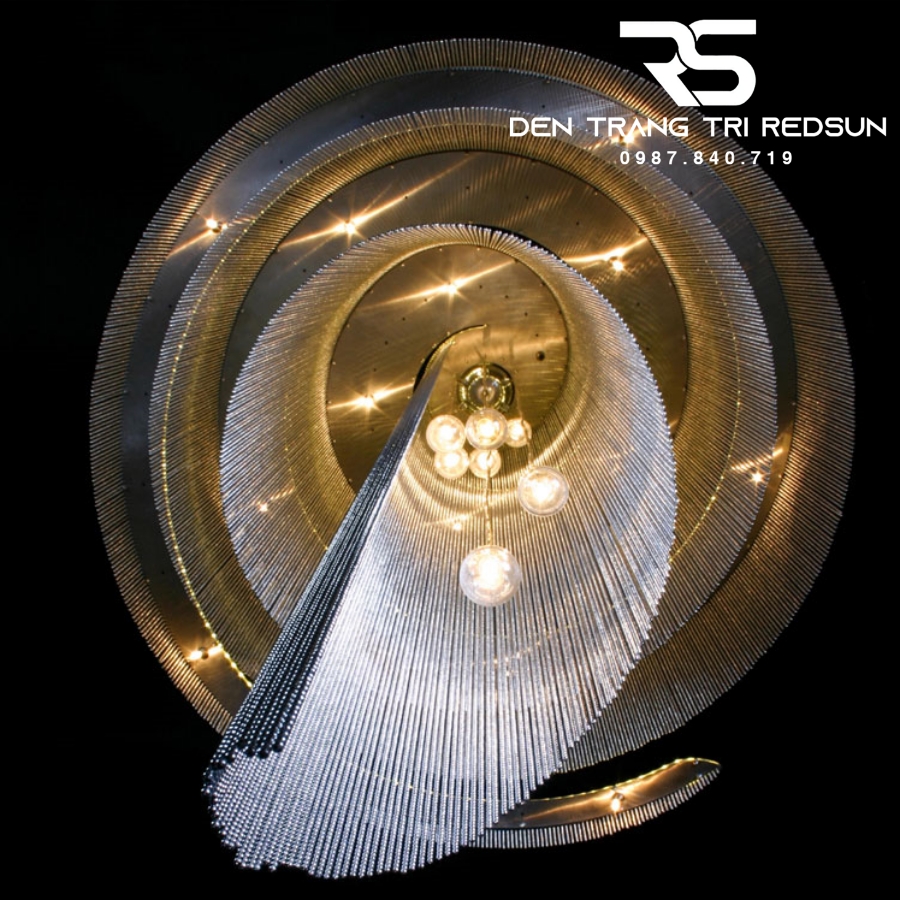 Đèn Chùm Pha Lê Lắp Thông Tầng Phòng Khách Biệt Thự, Sảnh Khách Sạn, Nhà Hàng Phong Cách Bắc Âu Hiện Đại DCP-007