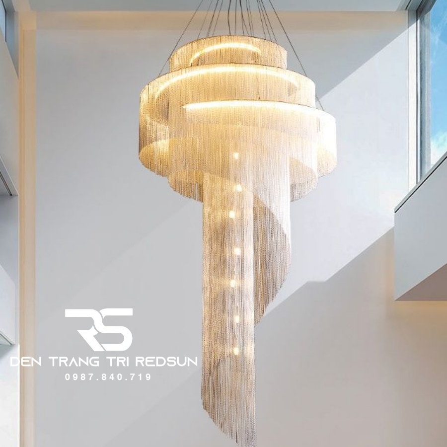 Đèn Chùm Pha Lê Lắp Thông Tầng Phòng Khách Biệt Thự, Sảnh Khách Sạn, Nhà Hàng Phong Cách Bắc Âu Hiện Đại DCP-007