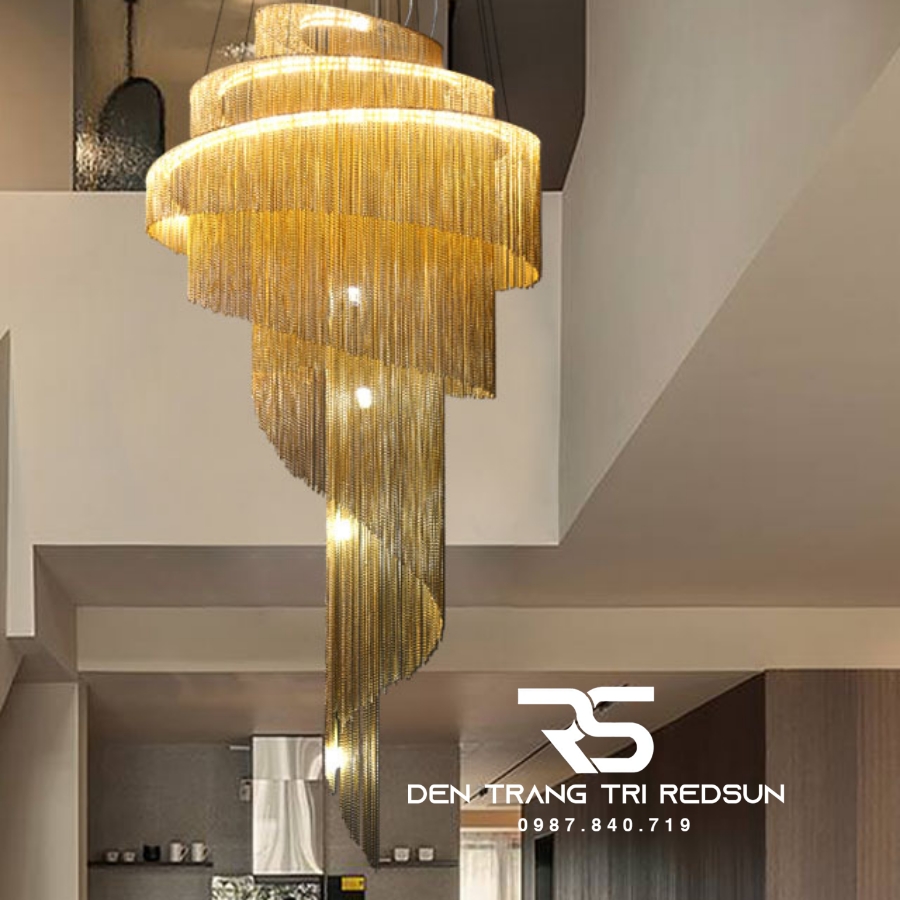 Đèn Chùm Pha Lê Lắp Thông Tầng Phòng Khách Biệt Thự, Sảnh Khách Sạn, Nhà Hàng Phong Cách Bắc Âu Hiện Đại DCP-007
