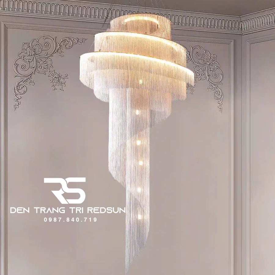 Đèn Chùm Pha Lê Lắp Thông Tầng Phòng Khách Biệt Thự, Sảnh Khách Sạn, Nhà Hàng Phong Cách Bắc Âu Hiện Đại DCP-007