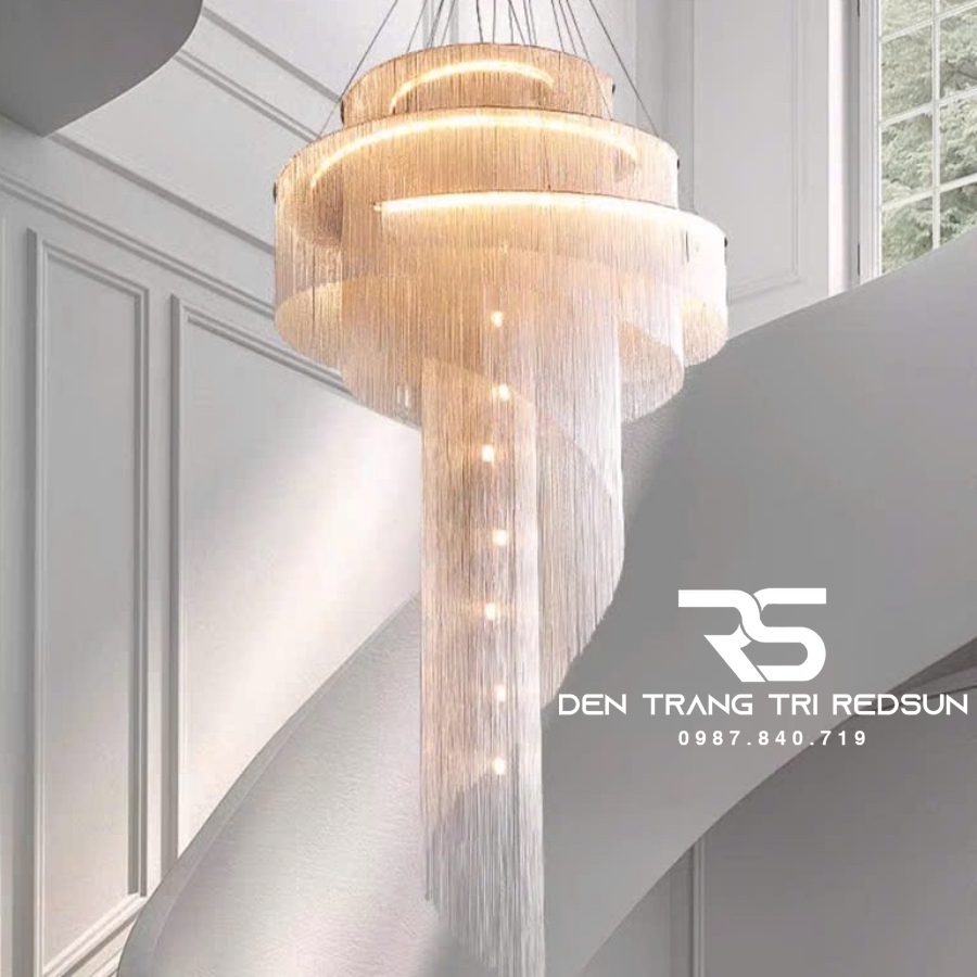 Đèn Chùm Pha Lê Lắp Thông Tầng Phòng Khách Biệt Thự, Sảnh Khách Sạn, Nhà Hàng Phong Cách Bắc Âu Hiện Đại DCP-007