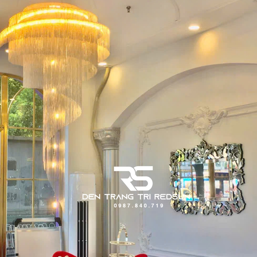 Đèn Chùm Pha Lê Lắp Thông Tầng Phòng Khách Biệt Thự, Sảnh Khách Sạn, Nhà Hàng Phong Cách Bắc Âu Hiện Đại DCP-007