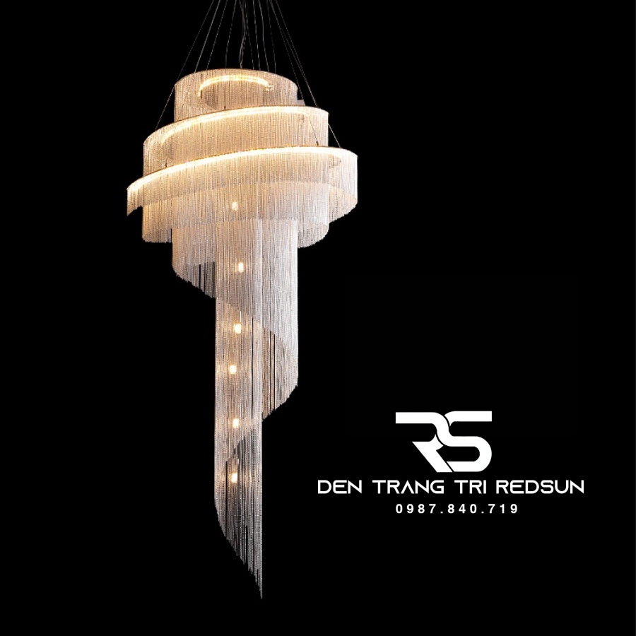 Đèn Chùm Pha Lê Lắp Thông Tầng Phòng Khách Biệt Thự, Sảnh Khách Sạn, Nhà Hàng Phong Cách Bắc Âu Hiện Đại DCP-007