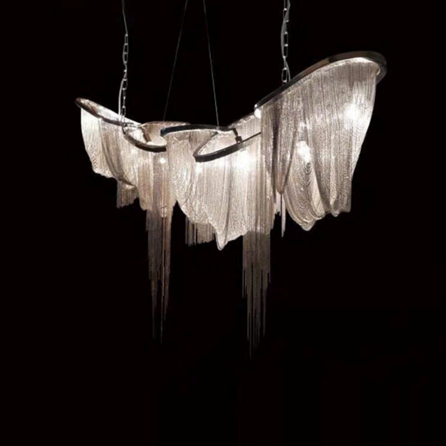 Đèn Chùm Pha Lê Tua Rua Trang Trí Phòng Khách, Phòng Ăn, Sảnh Khách Sạn, Nhà Hàng Phong Cách Italia Hiện Đại DCP-008