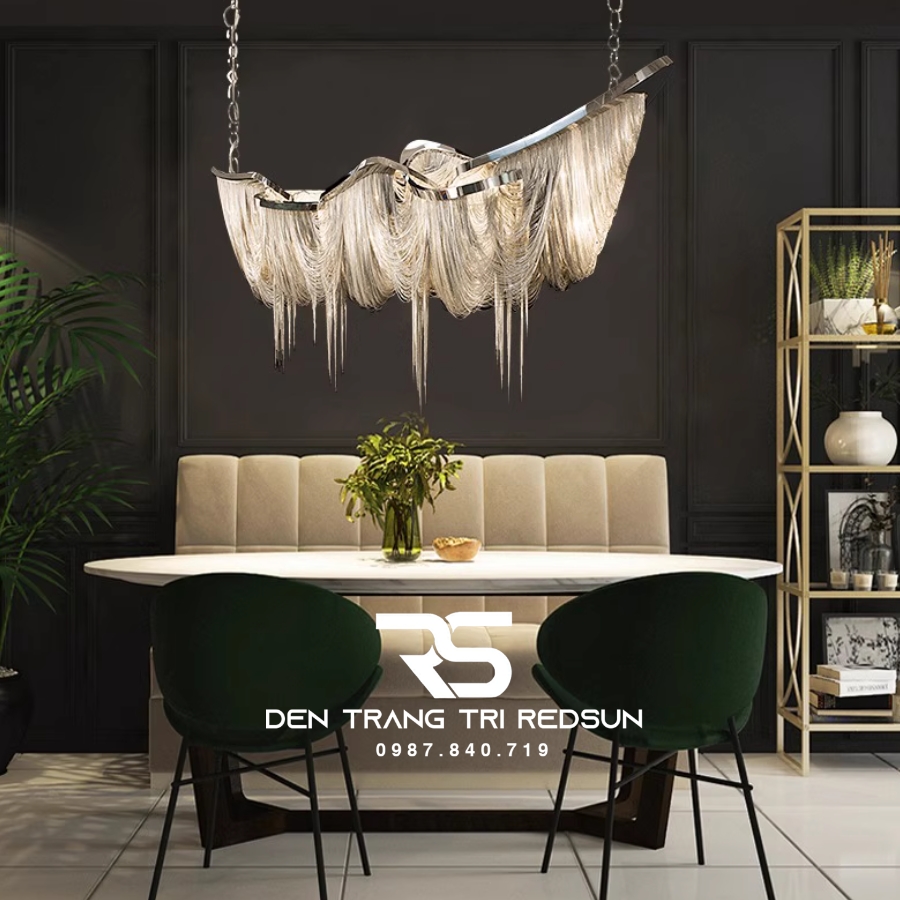 Đèn Chùm Pha Lê Tua Rua Trang Trí Phòng Khách, Phòng Ăn, Sảnh Khách Sạn, Nhà Hàng Phong Cách Italia Hiện Đại DCP-008