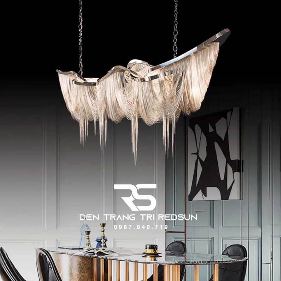 Đèn Chùm Pha Lê Tua Rua Trang Trí Phòng Khách, Phòng Ăn, Sảnh Khách Sạn, Nhà Hàng Phong Cách Italia Hiện Đại DCP-008