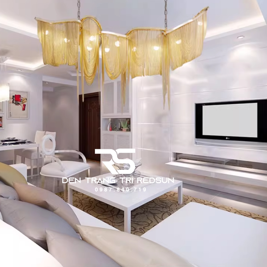 Đèn Chùm Pha Lê Tua Rua Trang Trí Phòng Khách, Phòng Ăn, Sảnh Khách Sạn, Nhà Hàng Phong Cách Italia Hiện Đại DCP-008