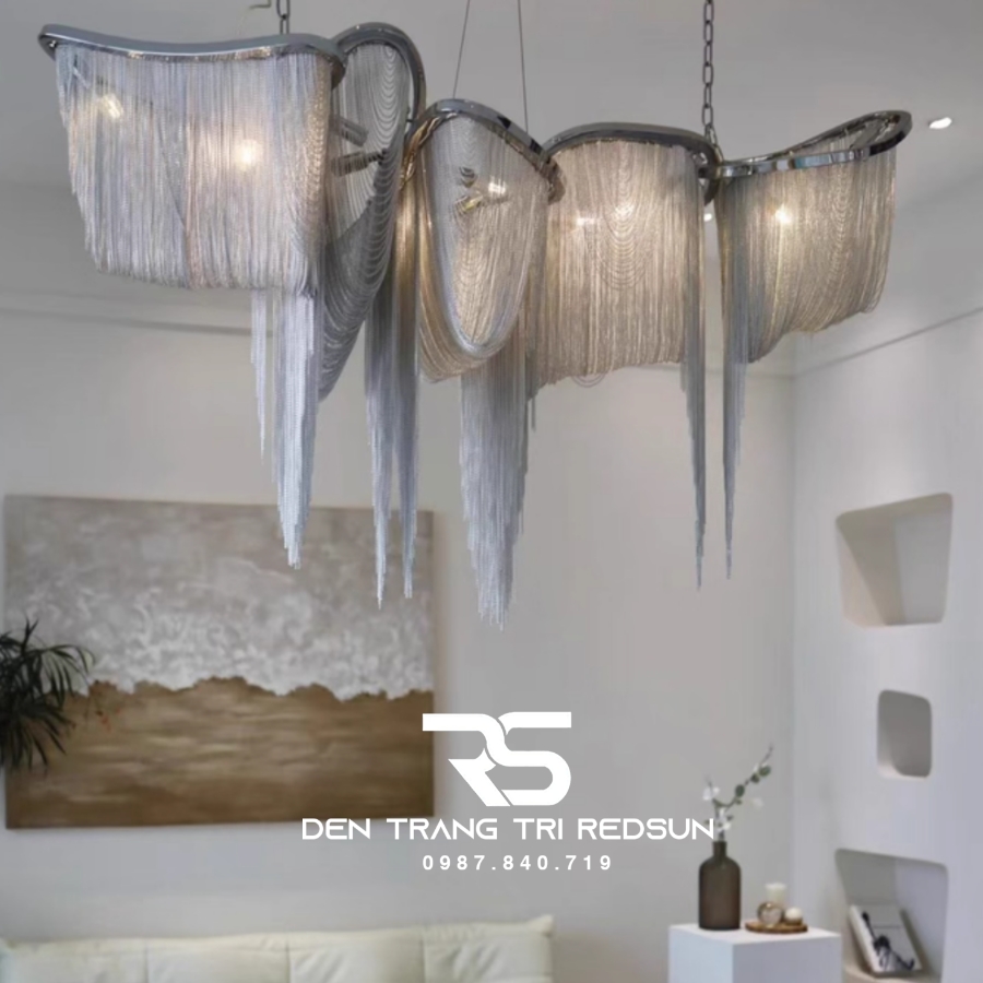 Đèn Chùm Pha Lê Tua Rua Trang Trí Phòng Khách, Phòng Ăn, Sảnh Khách Sạn, Nhà Hàng Phong Cách Italia Hiện Đại DCP-008