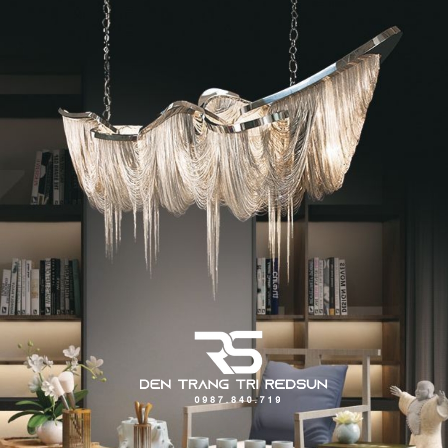 Đèn Chùm Pha Lê Tua Rua Trang Trí Phòng Khách, Phòng Ăn, Sảnh Khách Sạn, Nhà Hàng Phong Cách Italia Hiện Đại DCP-008