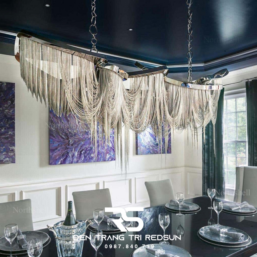 Đèn Chùm Pha Lê Tua Rua Trang Trí Phòng Khách, Phòng Ăn, Sảnh Khách Sạn, Nhà Hàng Phong Cách Italia Hiện Đại DCP-008