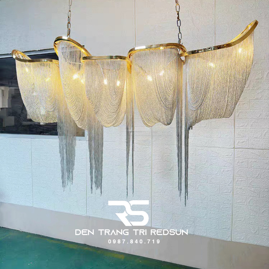 Đèn Chùm Pha Lê Tua Rua Trang Trí Phòng Khách, Phòng Ăn, Sảnh Khách Sạn, Nhà Hàng Phong Cách Italia Hiện Đại DCP-008