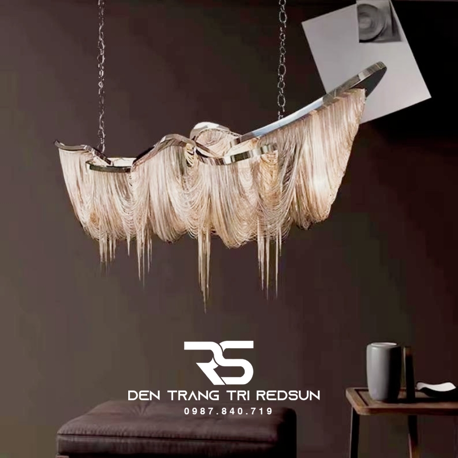 Đèn Chùm Pha Lê Tua Rua Trang Trí Phòng Khách, Phòng Ăn, Sảnh Khách Sạn, Nhà Hàng Phong Cách Italia Hiện Đại DCP-008