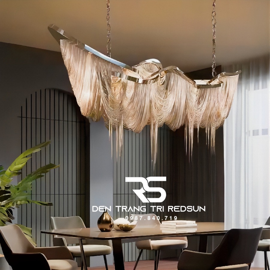 Đèn Chùm Pha Lê Tua Rua Trang Trí Phòng Khách, Phòng Ăn, Sảnh Khách Sạn, Nhà Hàng Phong Cách Italia Hiện Đại DCP-008