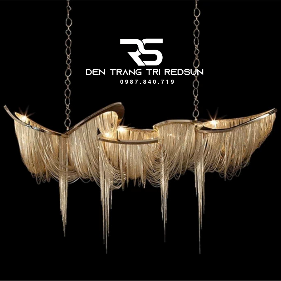 Đèn Chùm Pha Lê Tua Rua Trang Trí Phòng Khách, Phòng Ăn, Sảnh Khách Sạn, Nhà Hàng Phong Cách Italia Hiện Đại DCP-008