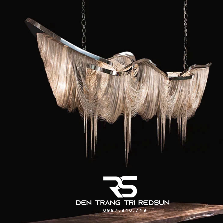 Đèn Chùm Pha Lê Tua Rua Trang Trí Phòng Khách, Phòng Ăn, Sảnh Khách Sạn, Nhà Hàng Phong Cách Italia Hiện Đại DCP-008