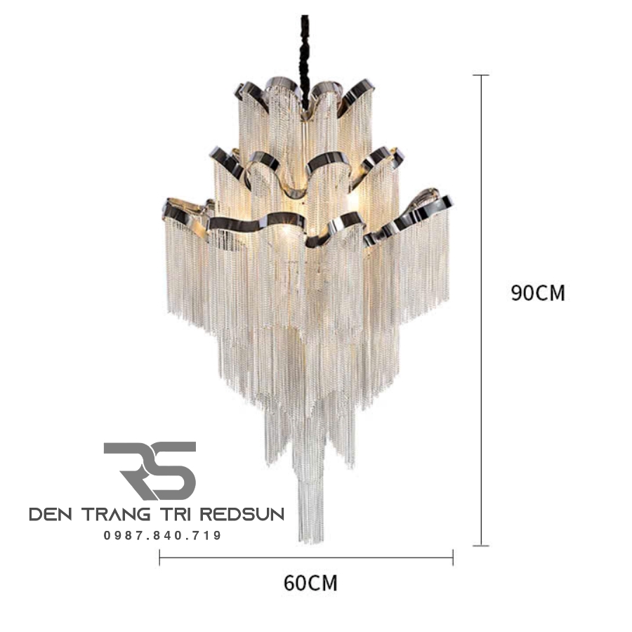 Đèn Chùm Pha Lê Tua Rua Trang Trí Phòng Khách, Phòng Ăn, Sảnh Khách Sạn, Nhà Hàng Phong Cách Italia Hiện Đại DCP-009
