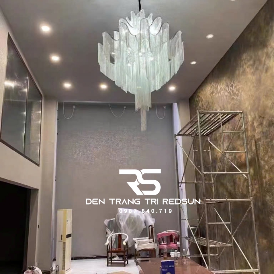 Đèn Chùm Pha Lê Tua Rua Trang Trí Phòng Khách, Phòng Ăn, Sảnh Khách Sạn, Nhà Hàng Phong Cách Italia Hiện Đại DCP-009