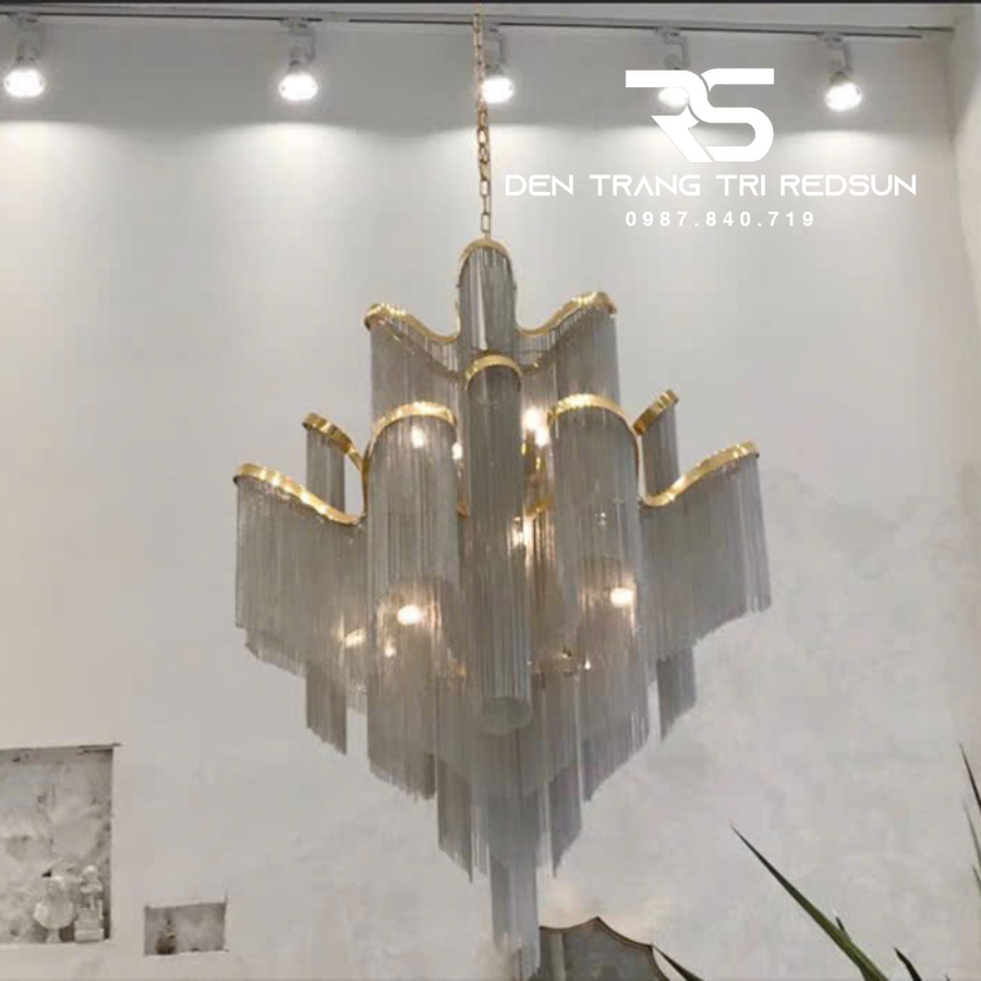 Đèn Chùm Pha Lê Tua Rua Trang Trí Phòng Khách, Phòng Ăn, Sảnh Khách Sạn, Nhà Hàng Phong Cách Italia Hiện Đại DCP-009