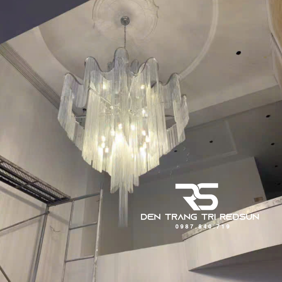 Đèn Chùm Pha Lê Tua Rua Trang Trí Phòng Khách, Phòng Ăn, Sảnh Khách Sạn, Nhà Hàng Phong Cách Italia Hiện Đại DCP-009