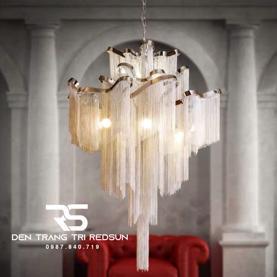 Đèn Chùm Pha Lê Tua Rua Trang Trí Phòng Khách, Phòng Ăn, Sảnh Khách Sạn, Nhà Hàng Phong Cách Italia Hiện Đại DCP-009